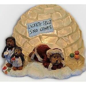 2004 Boyds Bears VTG Retired Lickety Split Snow Cones Joe, Chilly & Willy Igloo
